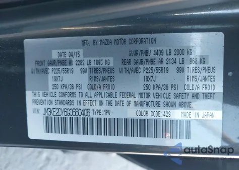 2016 Mazda Cx-5 Grand Touring z USA, uszkodzony, nr VIN JM3KE2DY6G0660406